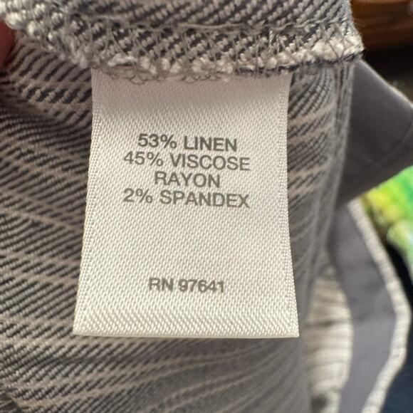 J.Jill Coastal Graphite Gray Mid-Rise Linen Blend Stretch Pinstripe Pants Sz‎ 10 - Picture 9 of 11